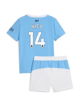 Manchester City Nico Gonzalez #14 Heimtrikotsatz für Kinder 2025-26 Kurzarm (+ Kurze Hosen)